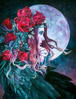 Без бренда «Девушка с розами в волосах на фоне луны» в Кирове в интернет-магазине Без бренда «Девушка с розами в волосах на фоне луны» в Кирове