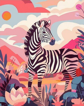 Зебра на ярком фоне