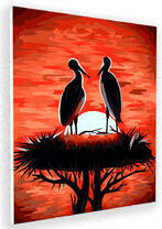 Силуеты журавлей на фоне заката