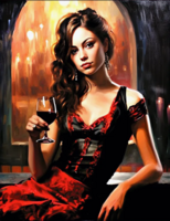 Без бренда «Обворожительная брюнетка с бокалом красного вина» в Кирове