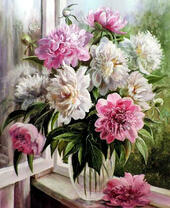 Без бренда «Пионы в прозрачной вазе у окна» в Кирове