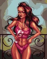 Без бренда «Девушка в нижнем белье с бокалом вина» в Кирове